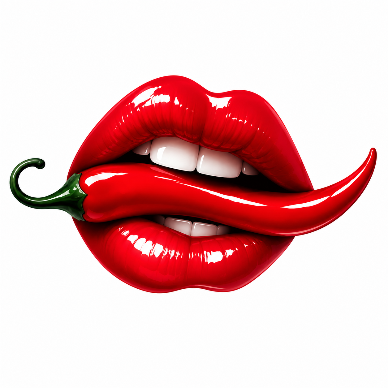 Logo officiel HUM HUM, bouche rouge et piment